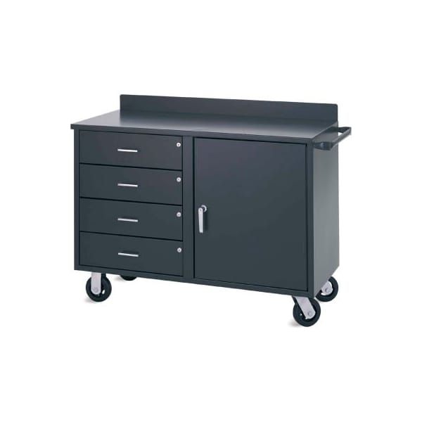 Valley Craft Vari Tuff Mobile Utility Cabinet, 4 Drawers/1 Door, Shelf, 46"W x 21"D, Gray F81834A7 - main